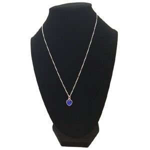 Sept Birthstone Necklace Sapphire Pendant Heart Silver Plate Chain